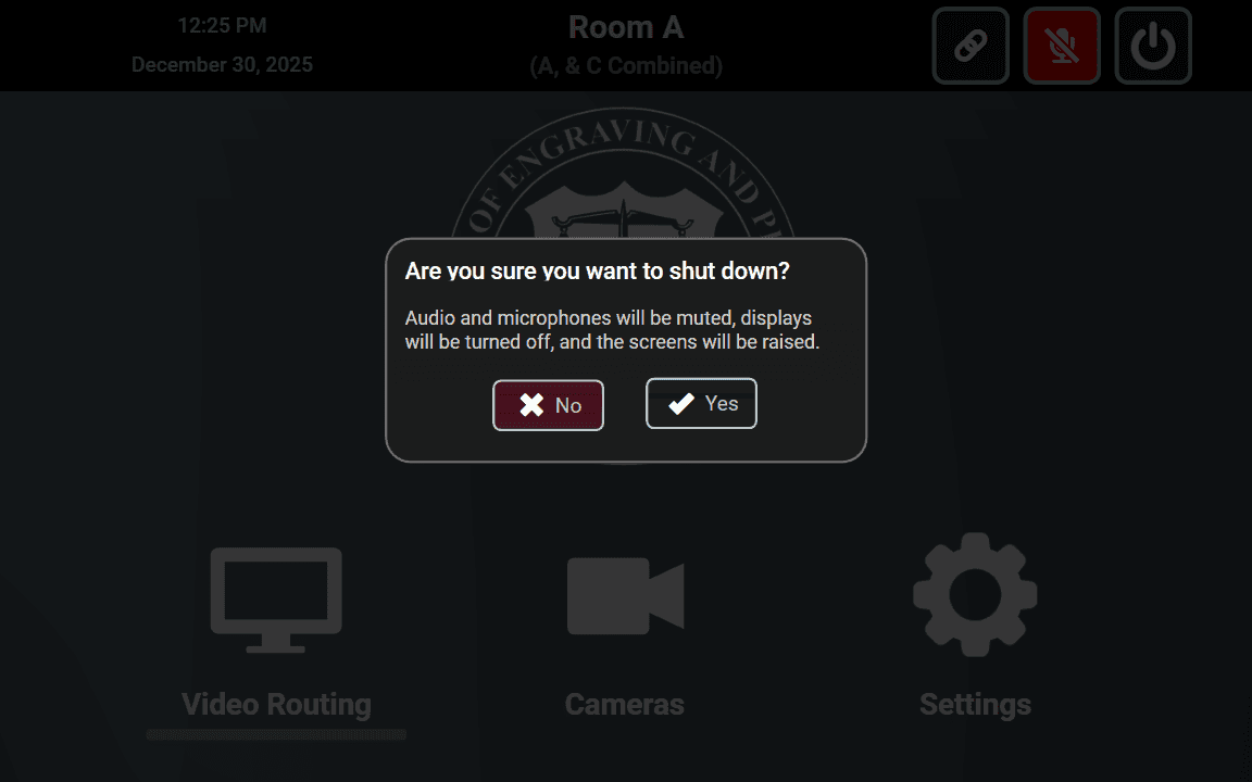 The Bureau of Engraving and Printing - Four-Way Divisible Auditorium & Conference Room touch panel interface, image 5